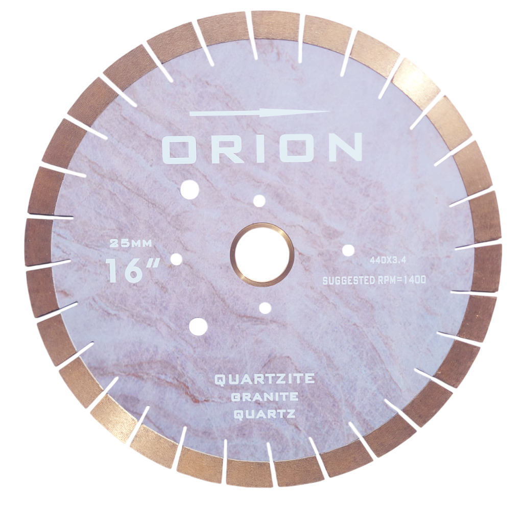 ORION 16 inch quartzite bridge saw blade for stone fabrication shops